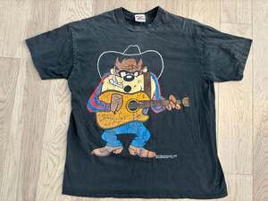 Vintage 1993 Looney Tunes Tasmanian Devil Garth Brooks Cowboy T-Shirt